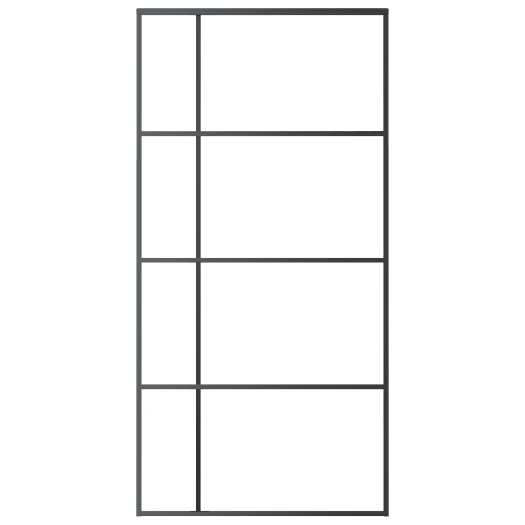 Porta Scorrevole in Vetro ESG e Alluminio 102,5x205 cm Nera 151687