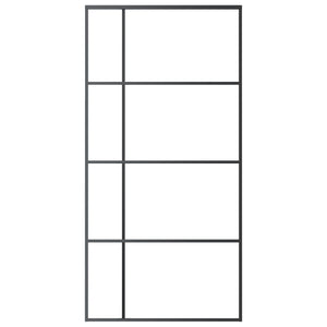 Porta Scorrevole in Vetro ESG e Alluminio 102,5x205 cm Nera 151687