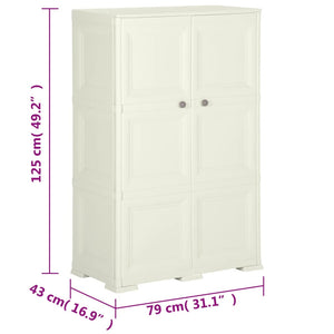 Armadietto in Plastica 79x43x125 cm Effetto Legno Vaniglia 340591