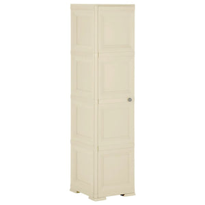 Armadietto in Plastica 40x43x164 cm Effetto Legno Bianco