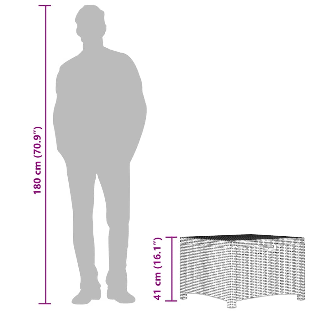 Baule da Giardino 60x54x41 cm in Rattan PP Marrone 318237