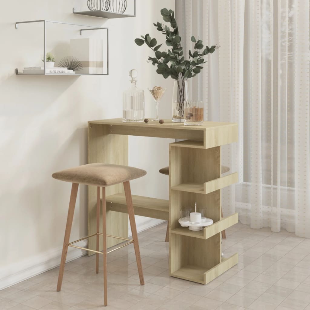 Tavolo Bar con Ripiani Rovere Sonoma 100x50x101,5 cm Truciolato 809452