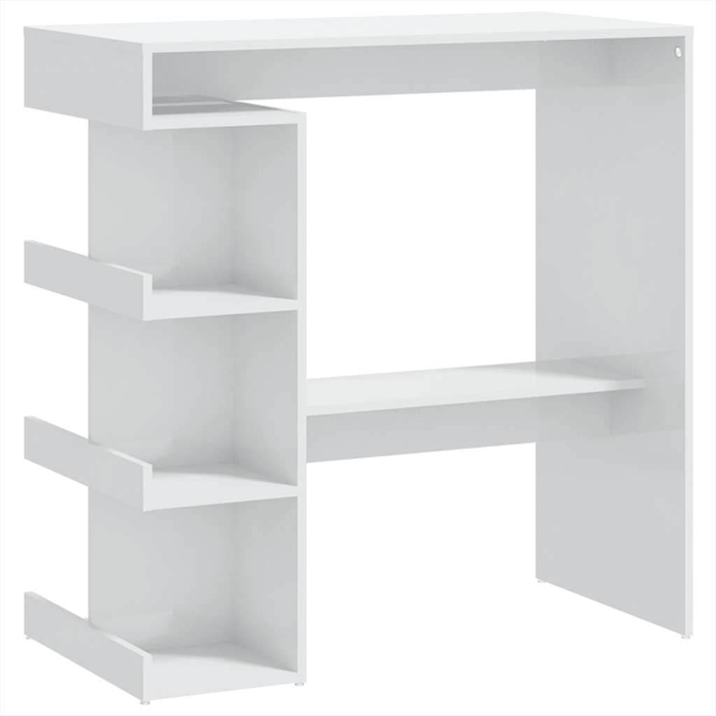 Tavolo da Bar con Ripiani Bianco Lucido 100x50x101,5 cm cod mxl 13263