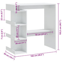 Tavolo da Bar con Ripiani Bianco Lucido 100x50x101,5 cm cod mxl 13263
