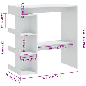 Tavolo da Bar con Ripiani Bianco Lucido 100x50x101,5 cm cod mxl 13263