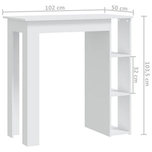 Tavolino da Bar con Ripiani-Tavolino da soggiorno-Tavolo Bianco 102x50x103,5cm in Truciolato