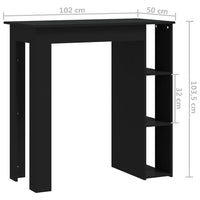 Tavolino da Bar con Ripiani Nero 102x50x103,5cm in Truciolato 809459