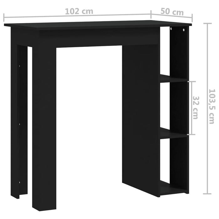 Tavolino da Bar con Ripiani Nero 102x50x103,5cm in Truciolato 809459