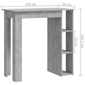 Tavolino da Bar con Ripiani Grigio Cemento 102x50x103,5 cm 809462