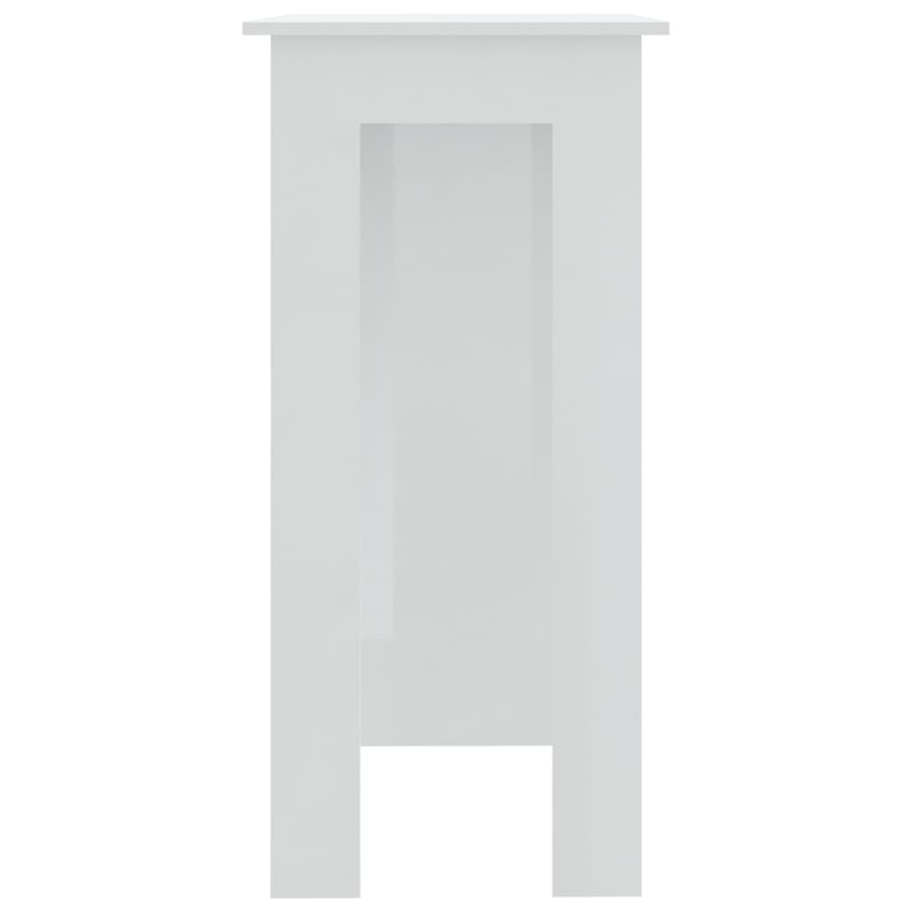 Tavolino da Bar con Ripiani Bianco Lucido 102x50x103,5 cm 809464