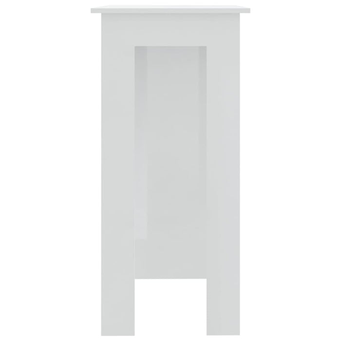Tavolino da Bar con Ripiani Bianco Lucido 102x50x103,5 cm 809464