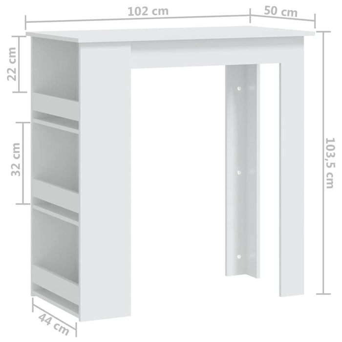 Tavolino da Bar con Mensole Bianco 102x50x103,5 cm Truciolato 809467