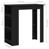 Tavolino da Bar con Ripiani Nero 102x50x103,5 cm in Truciolato 809468