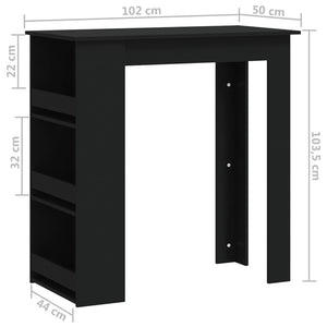 Tavolino da Bar con Ripiani Nero 102x50x103,5 cm in Truciolato 809468