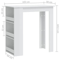 Tavolo da Bar con Ripiani Bianco Lucido 102x50x103,5 cm cod mxl 44724