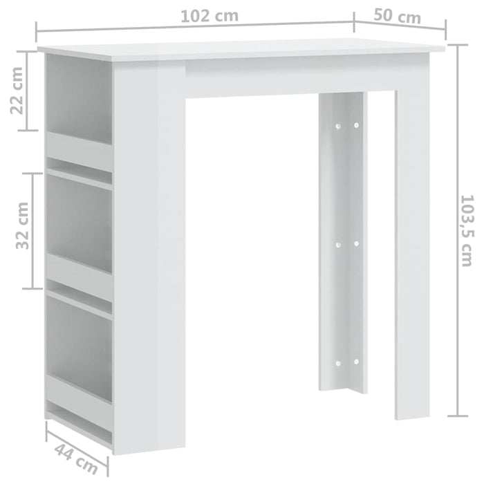 Tavolo da Bar con Ripiani Bianco Lucido 102x50x103,5 cm cod mxl 44724
