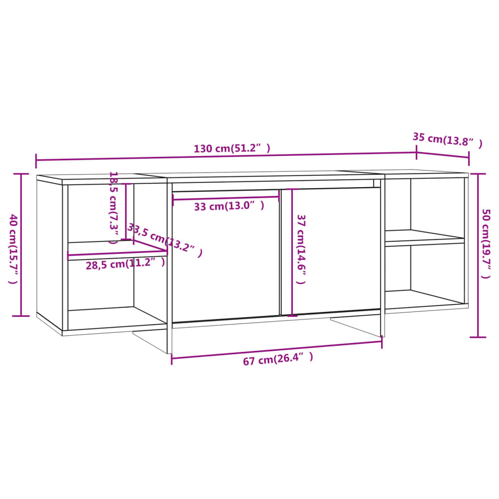 Mobile Porta TV-Mobile per TV-Credenza TV Bianco 130x35x50 cm in Truciolato