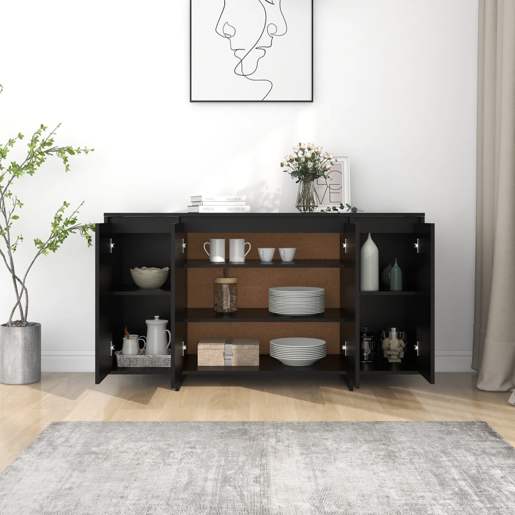 Credenza Nera 135x41x75 cm in Truciolato 809594