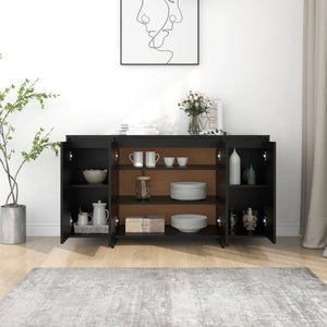 Credenza Nera 135x41x75 cm in Truciolato 809594