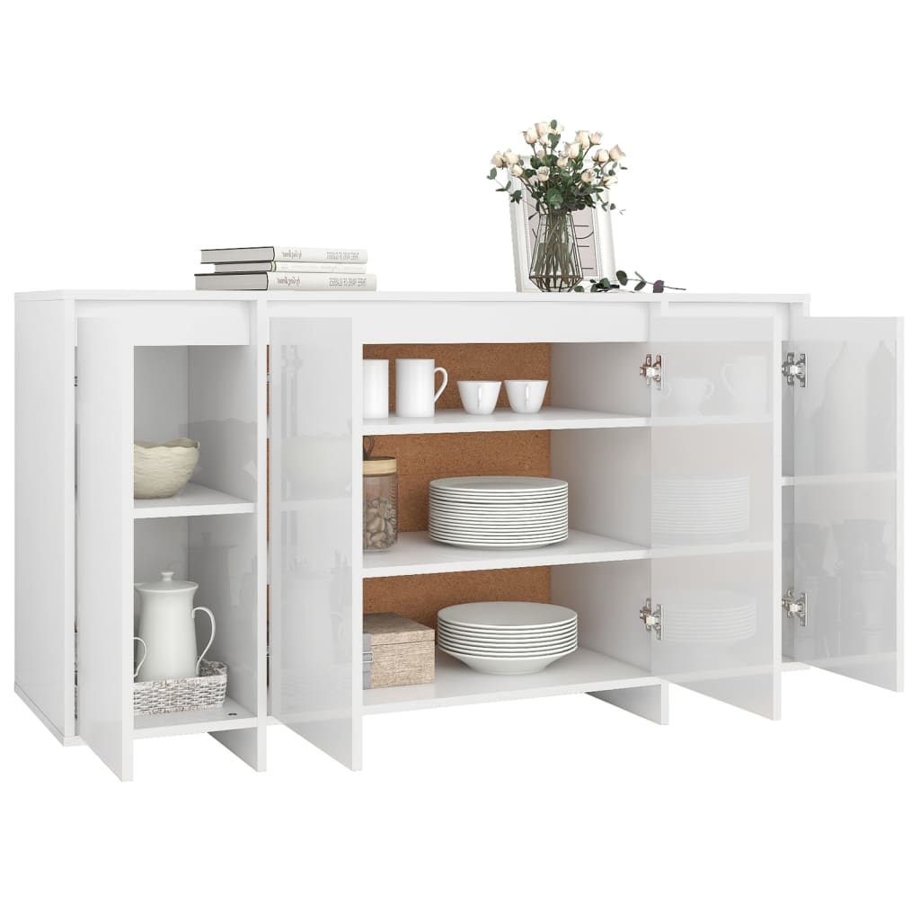 Credenza Bianco Lucido 135x41x75 cm in Truciolato 809599