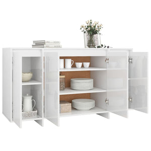 Credenza Bianco Lucido 135x41x75 cm in Truciolato 809599