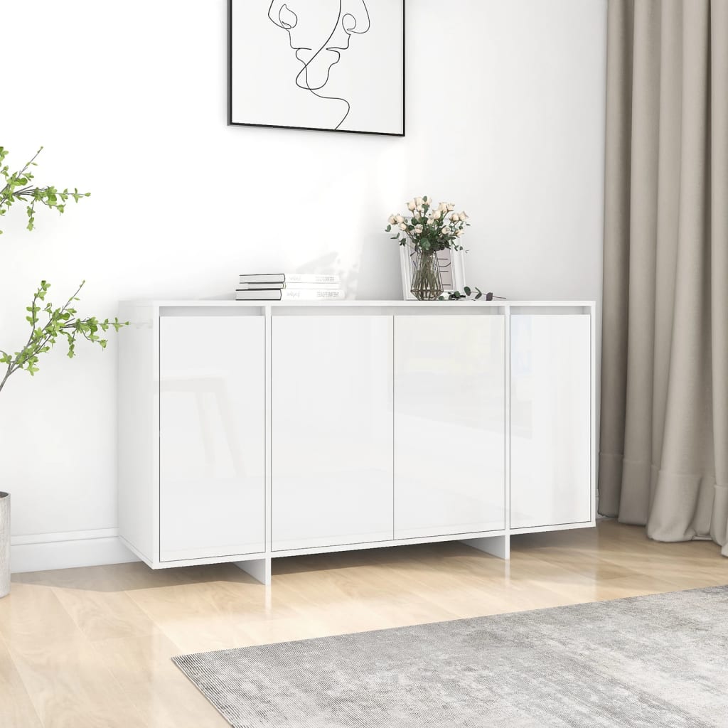 Credenza Bianco Lucido 135x41x75 cm in Truciolato 809599