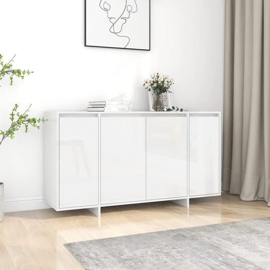 Credenza Bianco Lucido 135x41x75 cm in Truciolato 809599