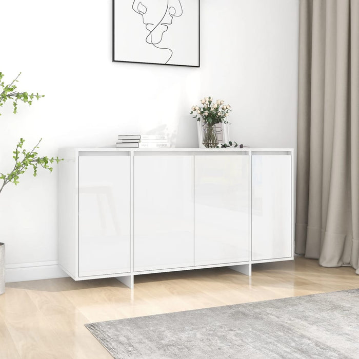 Credenza Bianco Lucido 135x41x75 cm in Truciolato 809599
