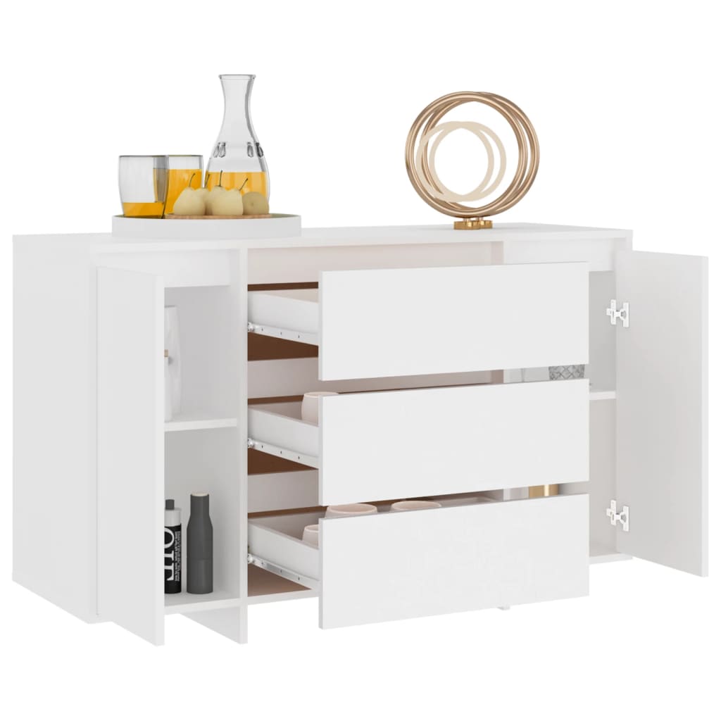 Credenza con 3 Cassetti Bianca 120x41x75 cm in Truciolato 809611