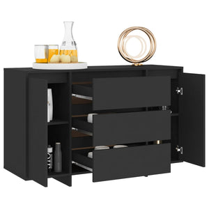 Credenza con 3 Cassetti Nera 120x41x75 cm in Truciolato 809612