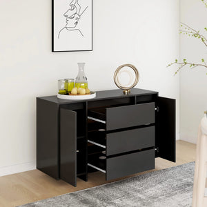 Credenza con 3 Cassetti Nera 120x41x75 cm in Truciolato 809612