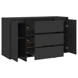 Credenza con 3 Cassetti-Buffet-Armadio da cucina Nera 120x41x75 cm in Truciolato