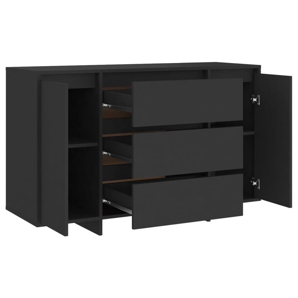 Credenza con 3 Cassetti Nera 120x41x75 cm in Truciolato 809612