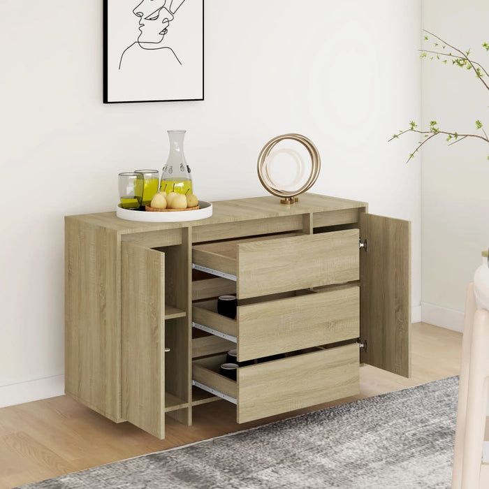 Credenza con 3 Cassetti Rovere Sonoma 120x41x75cm in Truciolato cod mxl 18838