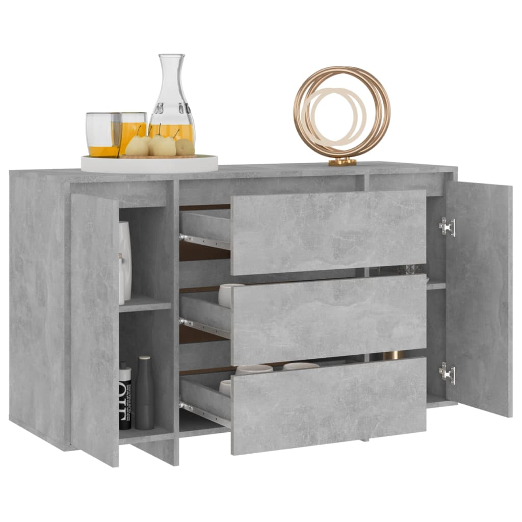 Credenza con 3 Cassetti Grigio Cemento 120x41x75 cm Truciolato 809615