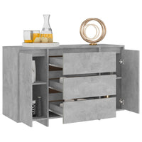 Credenza con 3 Cassetti Grigio Cemento 120x41x75 cm Truciolato 809615