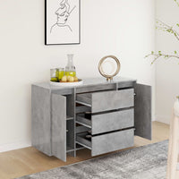 Credenza con 3 Cassetti Grigio Cemento 120x41x75 cm Truciolato 809615