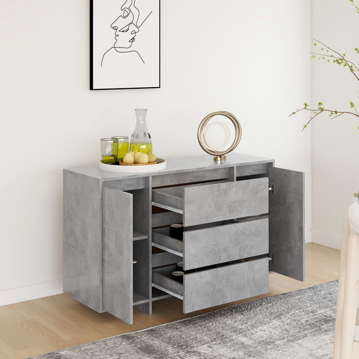 Credenza con 3 Cassetti Grigio Cemento 120x41x75 cm Truciolato 809615