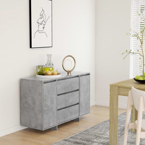 Credenza con 3 Cassetti Grigio Cemento 120x41x75 cm Truciolato 809615