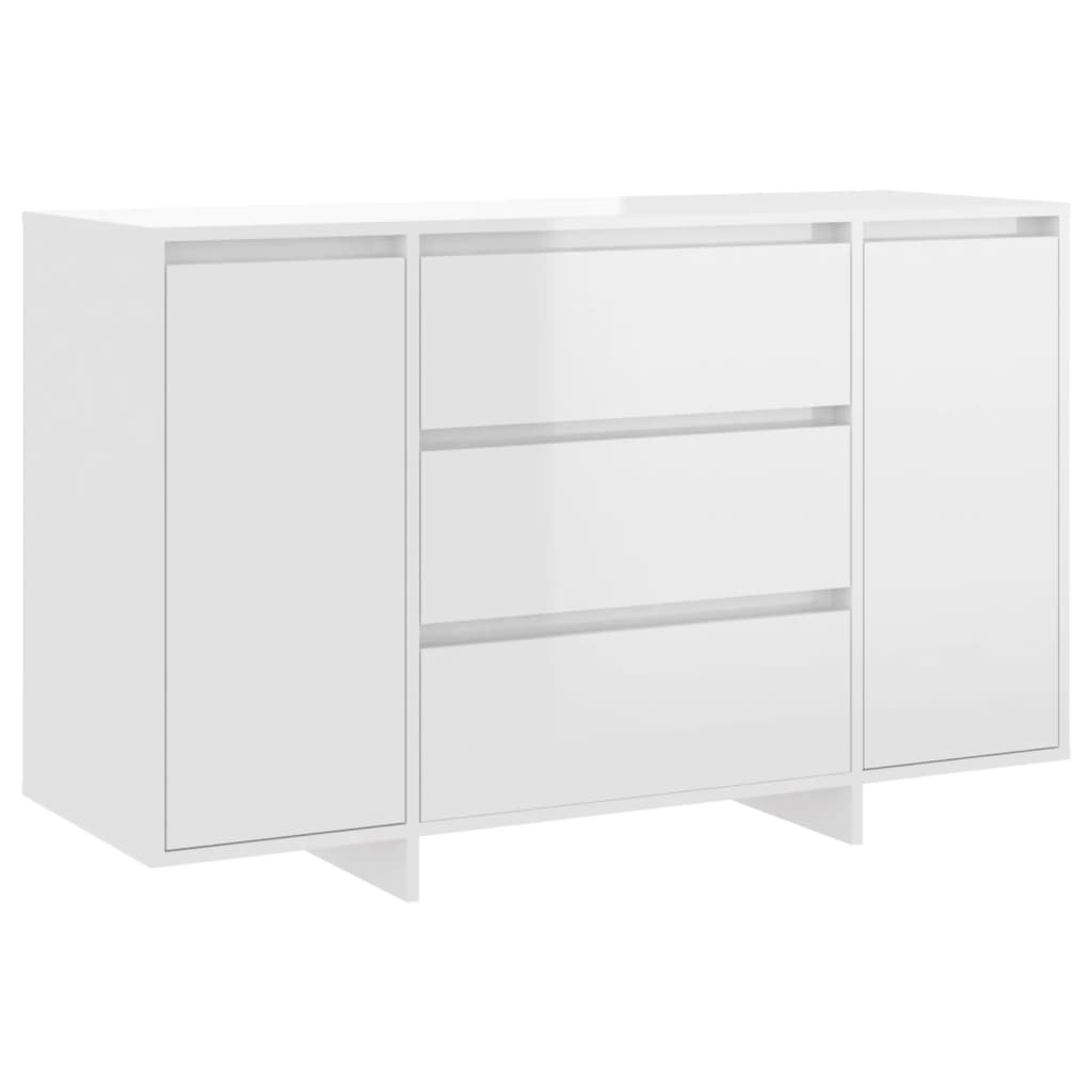 Credenza con 3 Cassetti Bianco Lucido 120x41x75cm in Truciolato 809617
