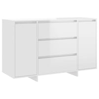 Credenza con 3 Cassetti Bianco Lucido 120x41x75cm in Truciolato 809617