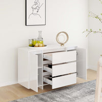 Credenza con 3 Cassetti Bianco Lucido 120x41x75cm in Truciolato 809617
