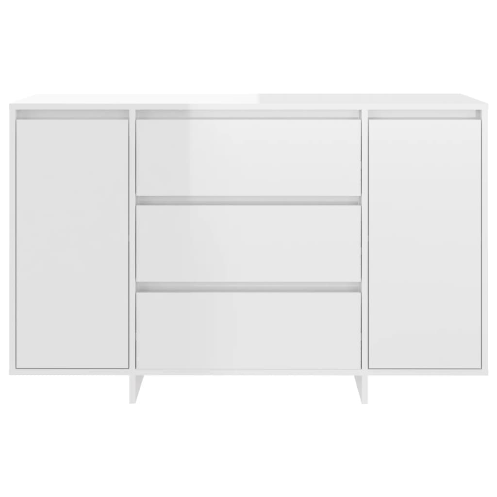 Credenza con 3 Cassetti Bianco Lucido 120x41x75cm in Truciolato 809617