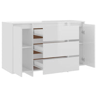 Credenza con 3 Cassetti Bianco Lucido 120x41x75cm in Truciolato 809617