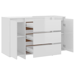 Credenza con 3 Cassetti Bianco Lucido 120x41x75cm in Truciolato 809617