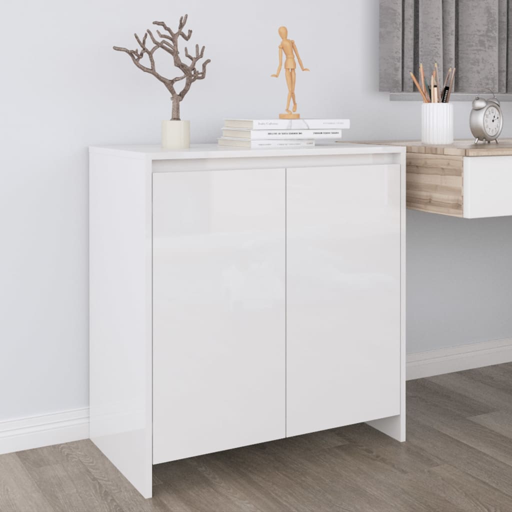 Credenza Bianco Lucido 70x41x75 cm in Legno Multistrato cod mxl 8261