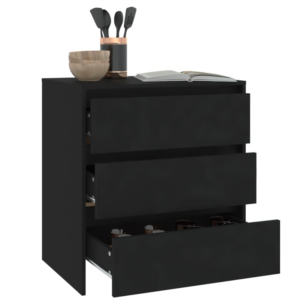 Credenza-Buffet-Armadio da cucina Nera 70x41x75 cm in Truciolato