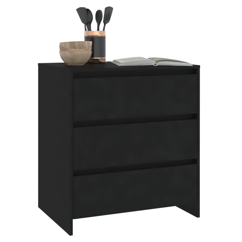 Credenza-Buffet-Armadio da cucina Nera 70x41x75 cm in Truciolato