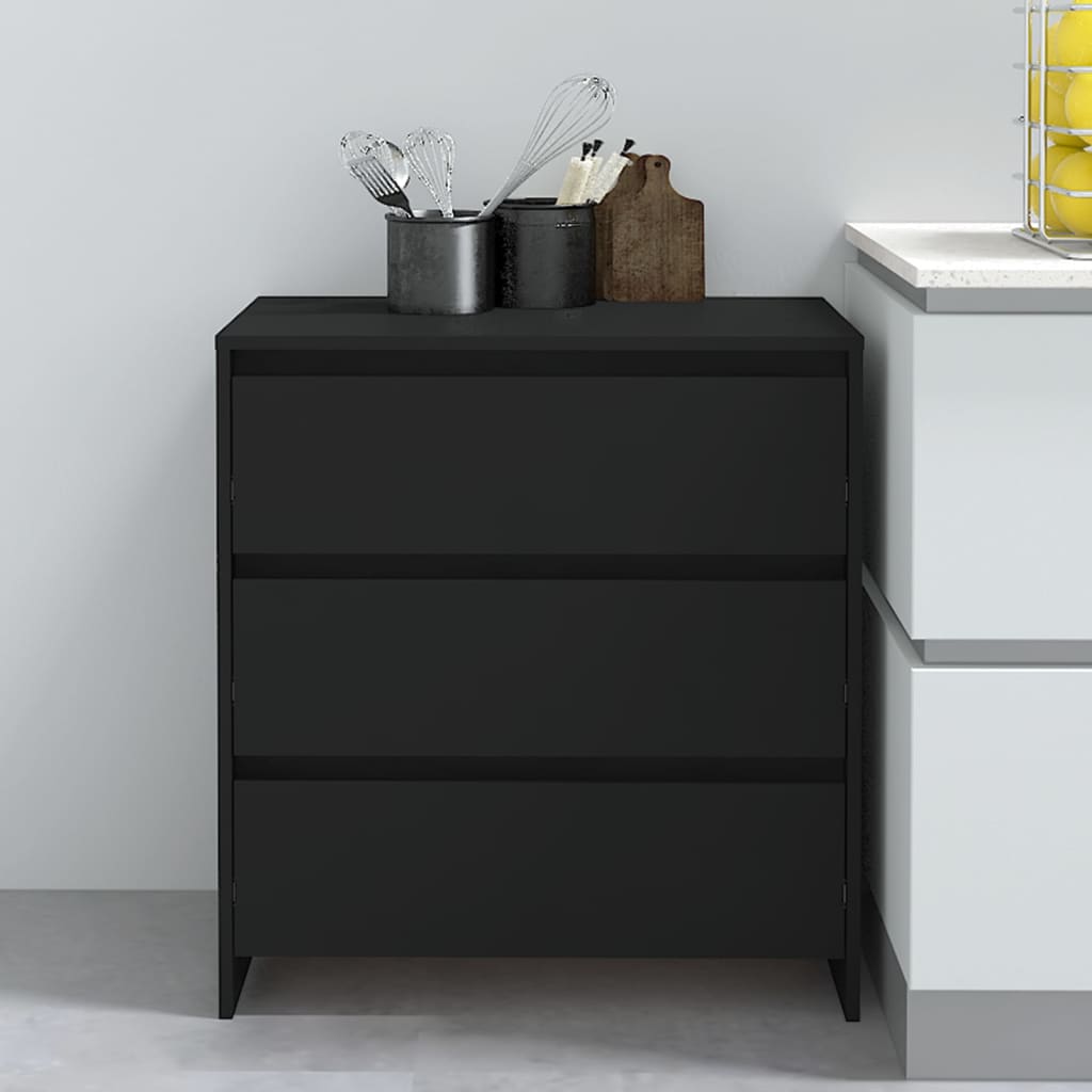 Credenza-Buffet-Armadio da cucina Nera 70x41x75 cm in Truciolato