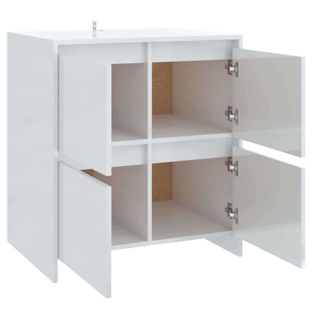 Credenza Bianco Lucido 70x41x75 cm in Truciolato 809770